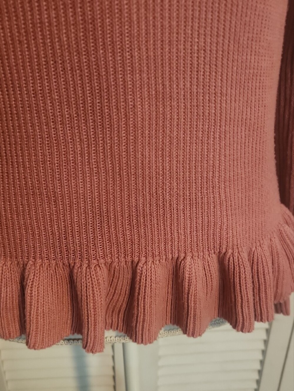 Jessica Simpson Dusty Rose Ruffle-Hem Ribbed Sweater - Picture 2 of 5